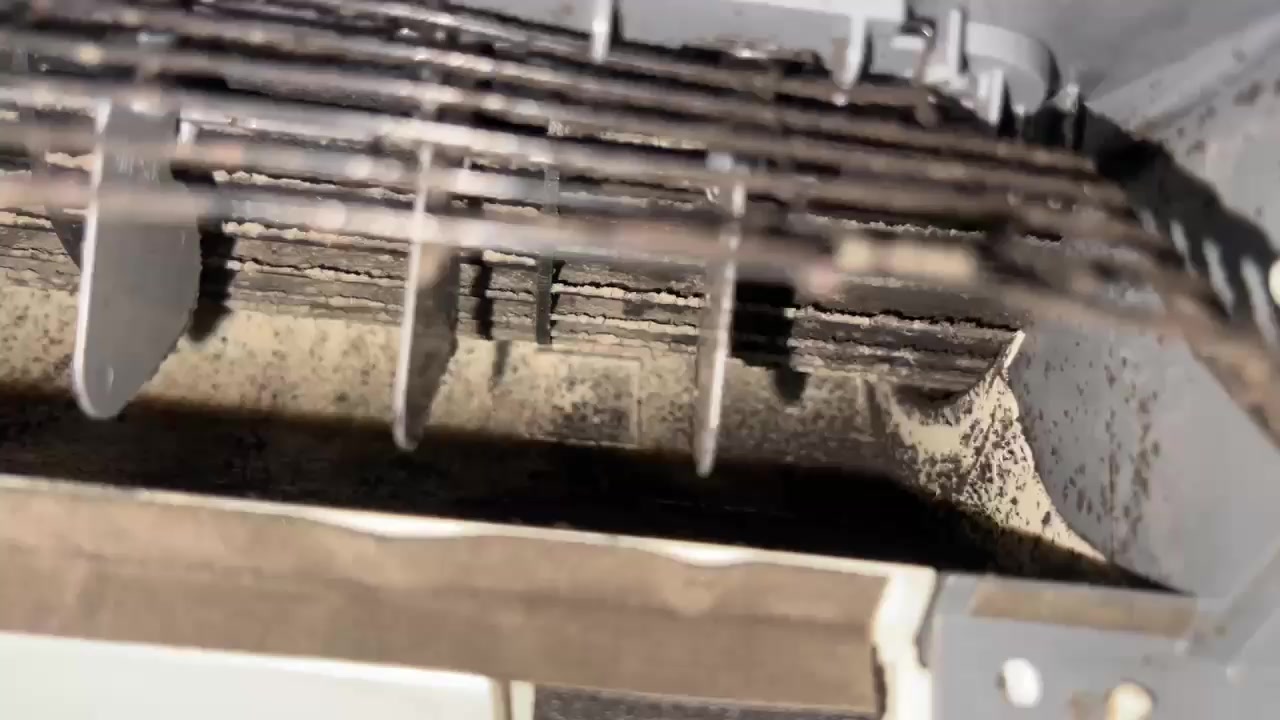 Visible buildup on a blower wheel from Cle-Air Flow job footage